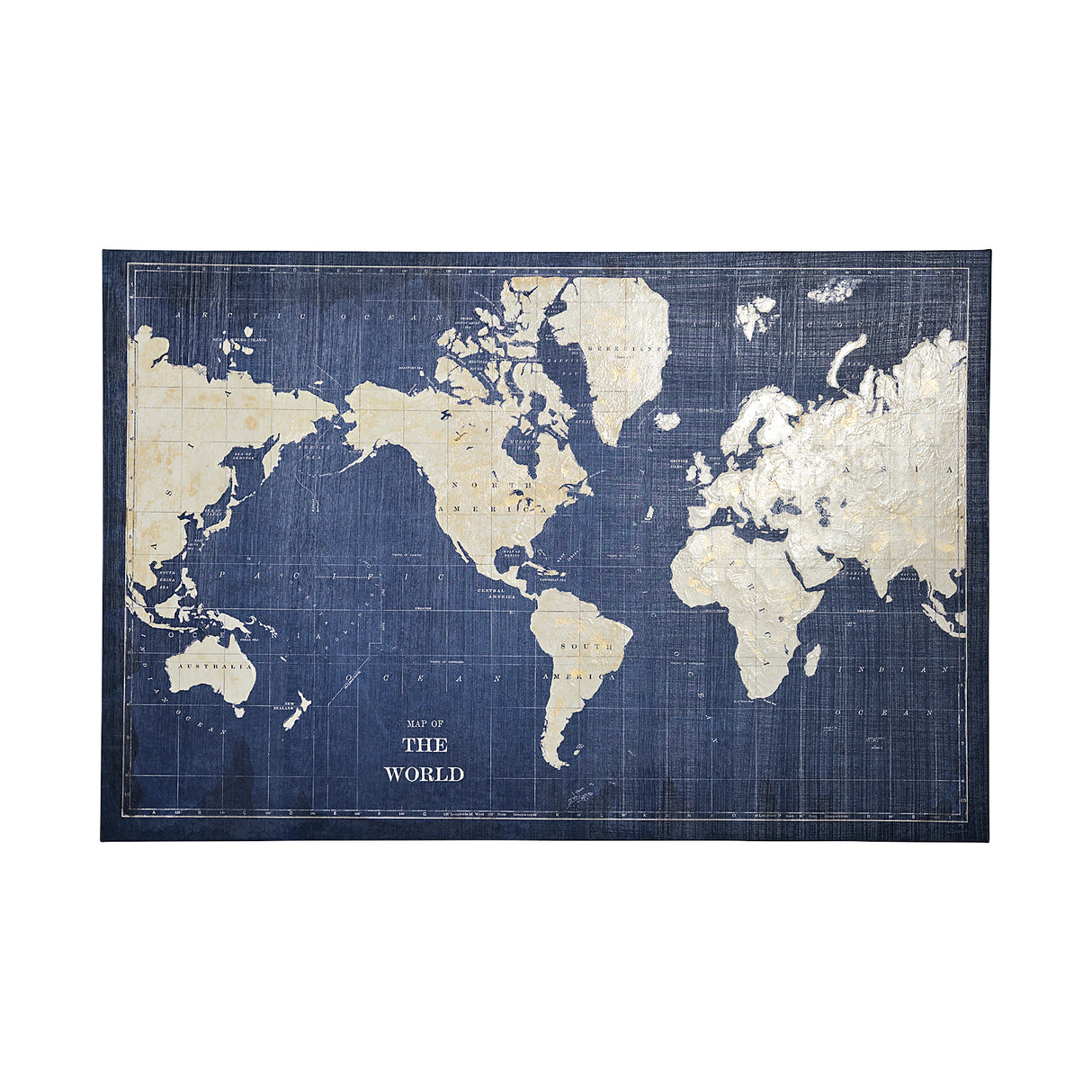 Blueprint World Map by Sue Schlabach a Hand Embellished Textured Canvas from Mercana - Luna Furniture