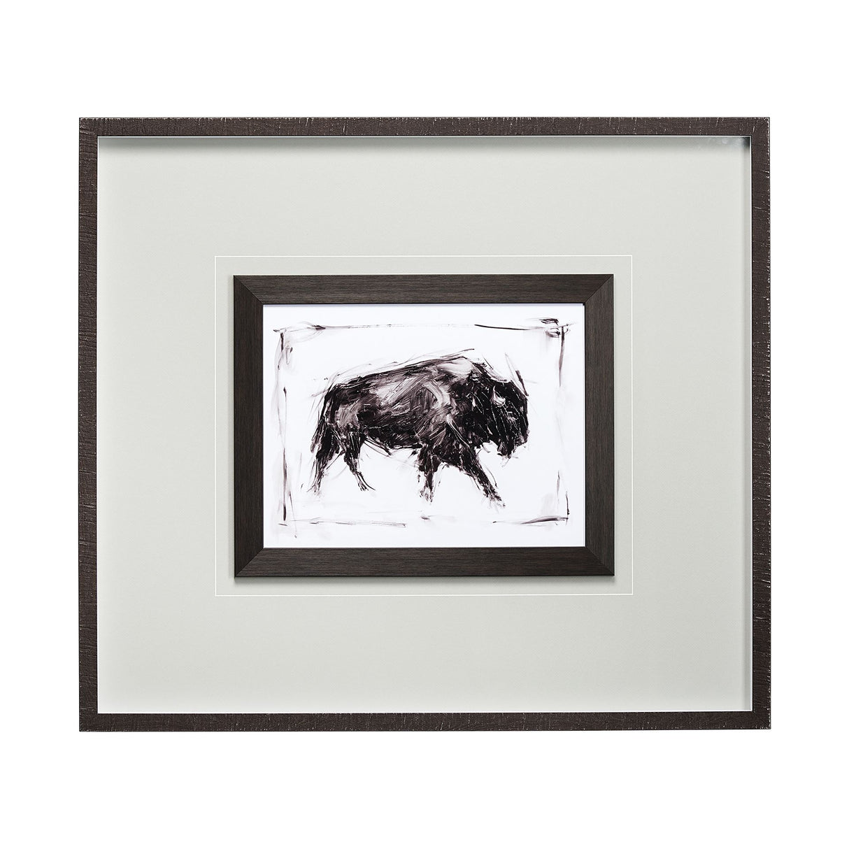 Dynamic Bison I by Ethan Harper a Hand Embellished Textured Framed Art Print Matted under Glass from Mercana - Luna Furniture