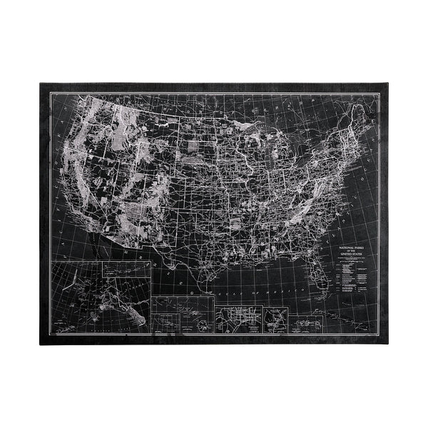 Explorer USA Map Noir by Vintage Collection a Hand Embellished Textured Canvas