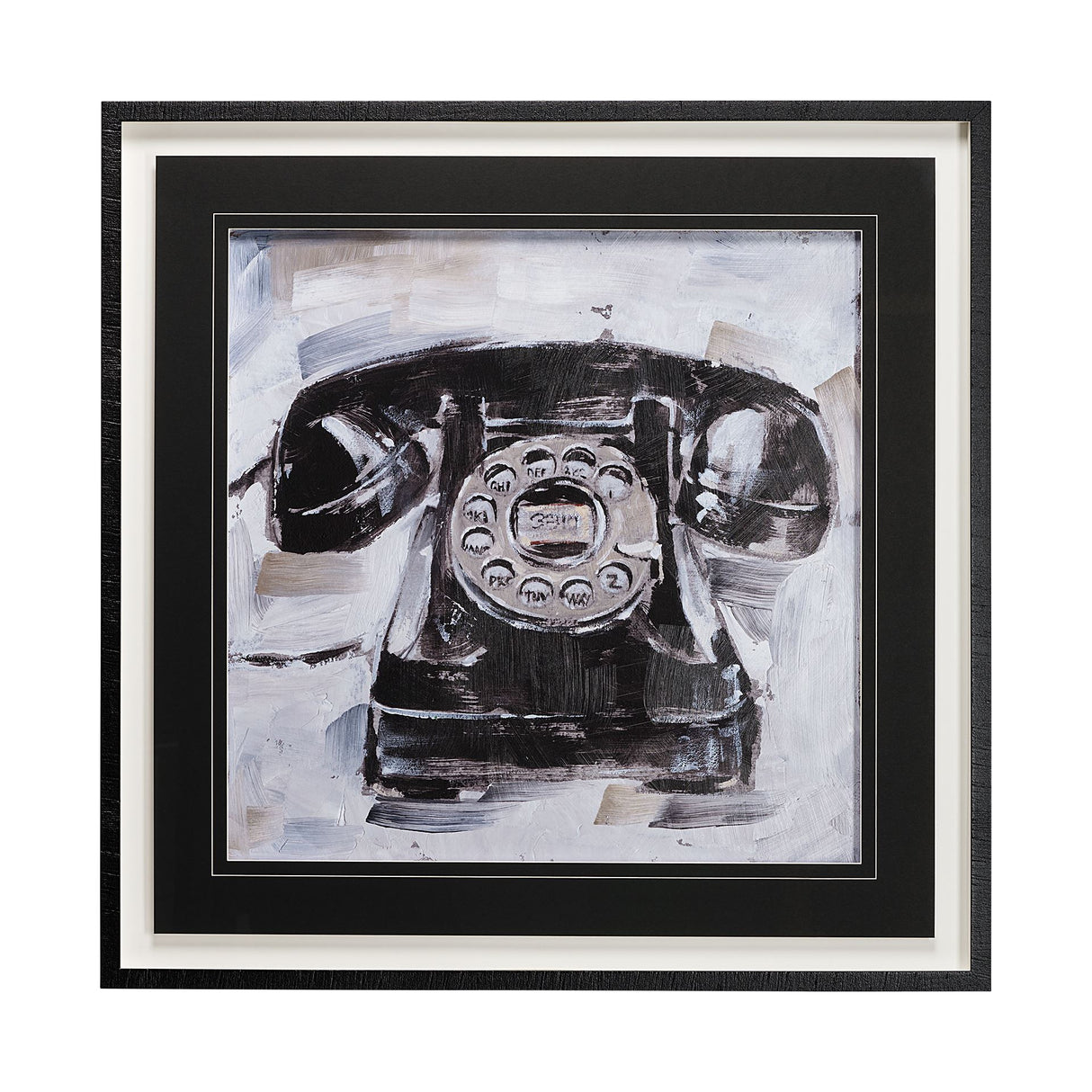 Retro Phone I by Ethan Harper a Hand Embellished Textured Framed Art Print Matted under Glass from Mercana - Luna Furniture