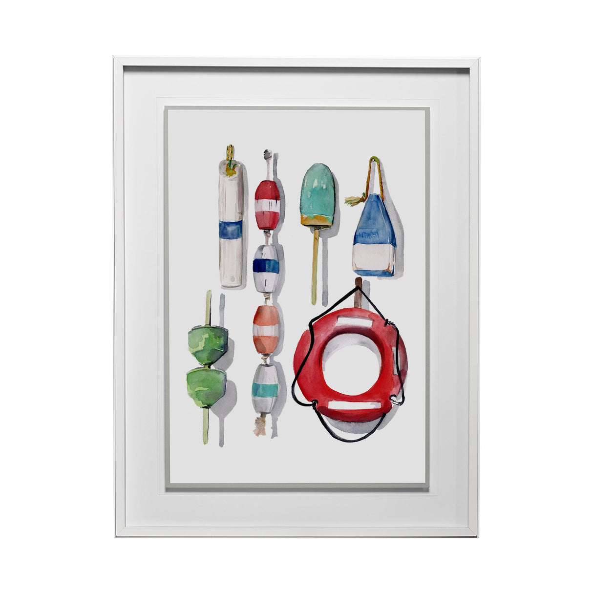 Watercolor Buoys II by Jenifer Paxton Parker a Framed Art Print Matted under Glass from Mercana - Luna Furniture