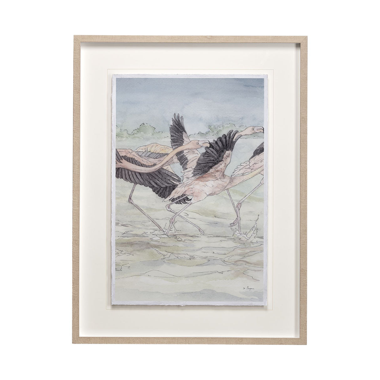 Flamingo II by Mercana Studio a Hand Embellished Textured Framed Art Print Matted under Glass from Mercana - Luna Furniture