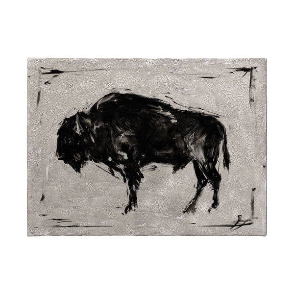 Dynamic Bison II by Ethan Harper a Hand Embellished Textured Canvas