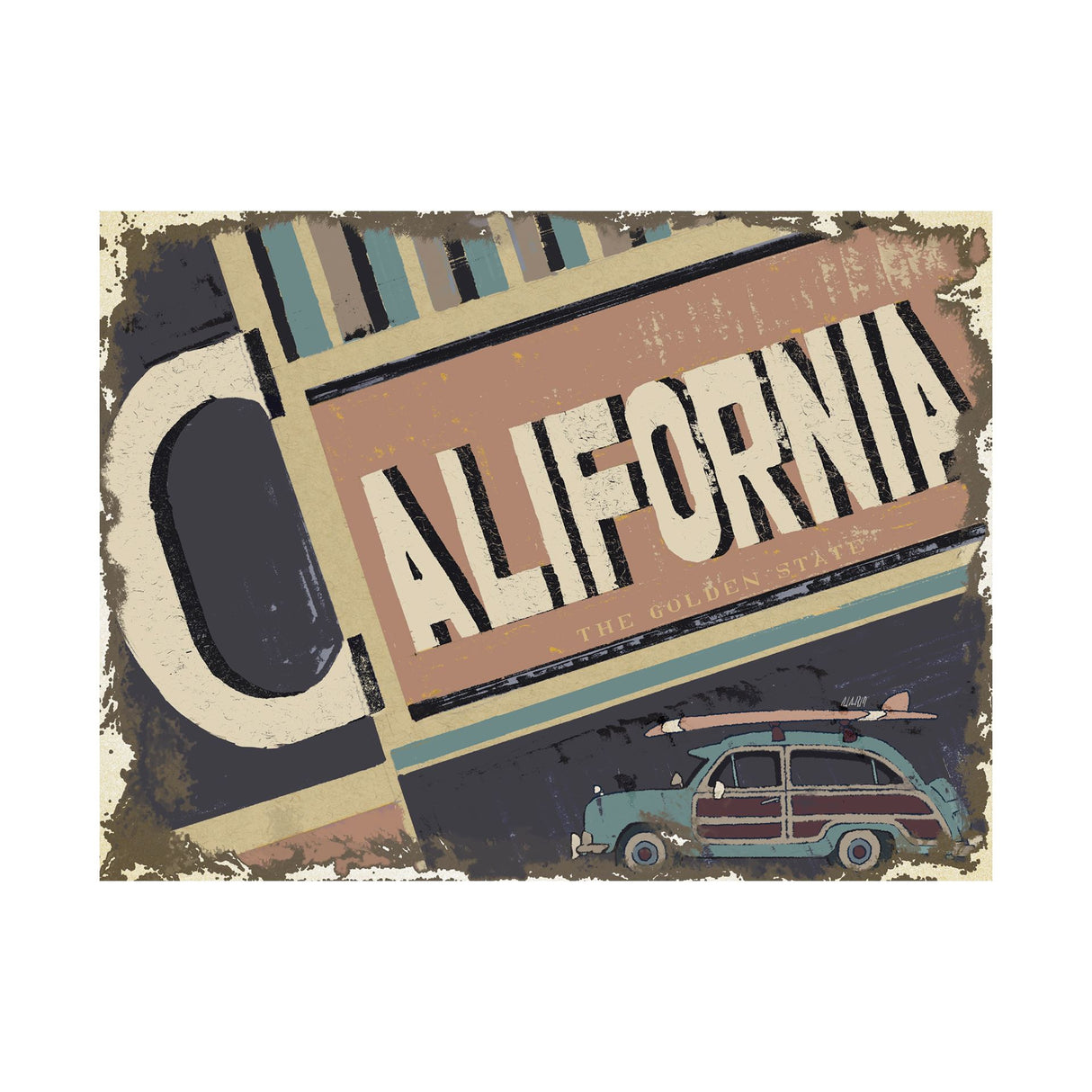 California by Alarm a Hand Embellished Textured Canvas from Mercana - Luna Furniture