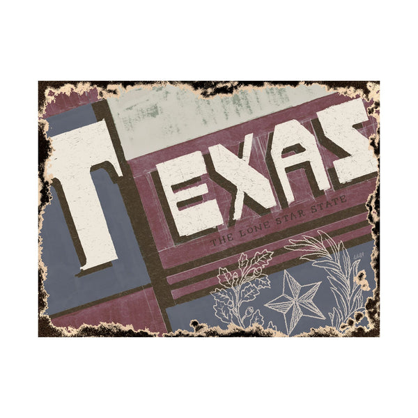 Texas by Alarm a Hand Embellished Textured Canvas