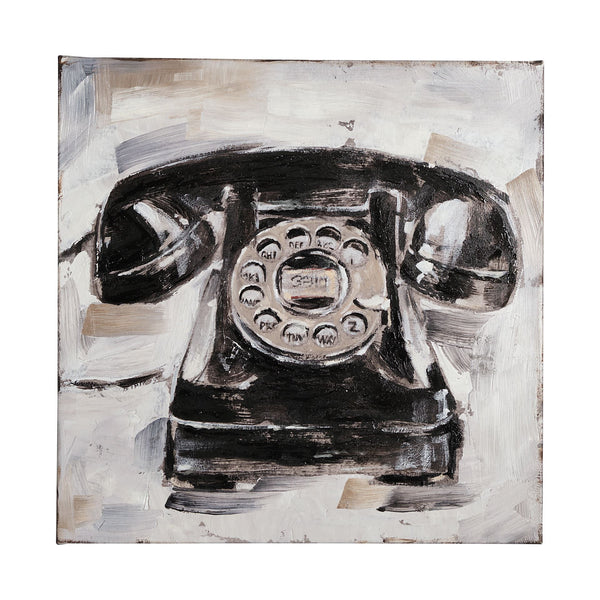 Retro Phone I by Ethan Harper a Hand Embellished Textured Canvas