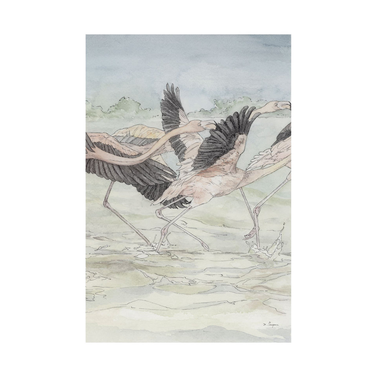 Flamingo II by Mercana Studio a Hand Embellished Textured Canvas from Mercana - Luna Furniture