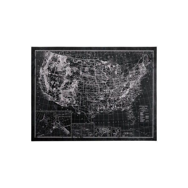 Explorer USA Map Noir by Vintage Collection a Hand Embellished Textured Canvas