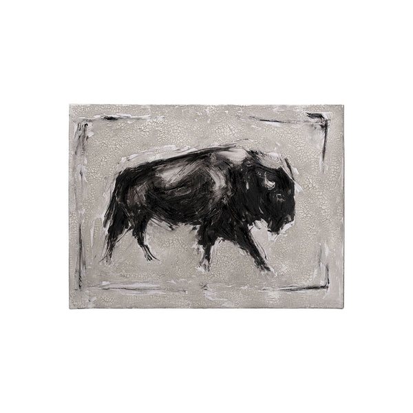 Dynamic Bison I by Ethan Harper a Hand Embellished Textured Canvas