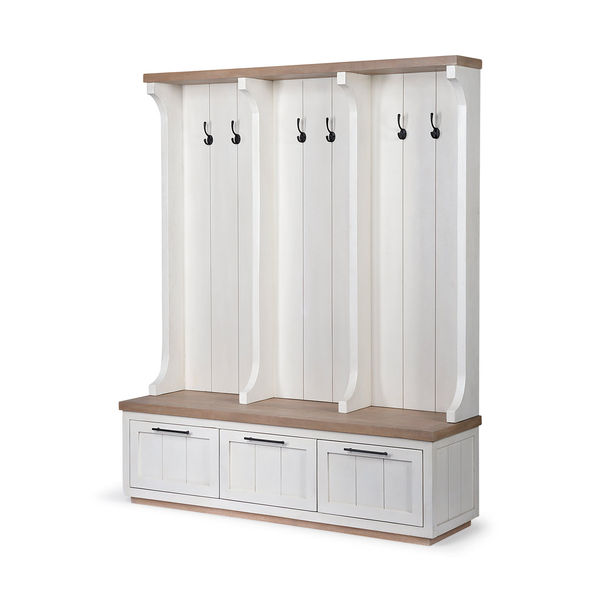 Fairview IV 61L x 17W White And Brown Wood With Storage Hall Tree from Mercana - Luna Furniture