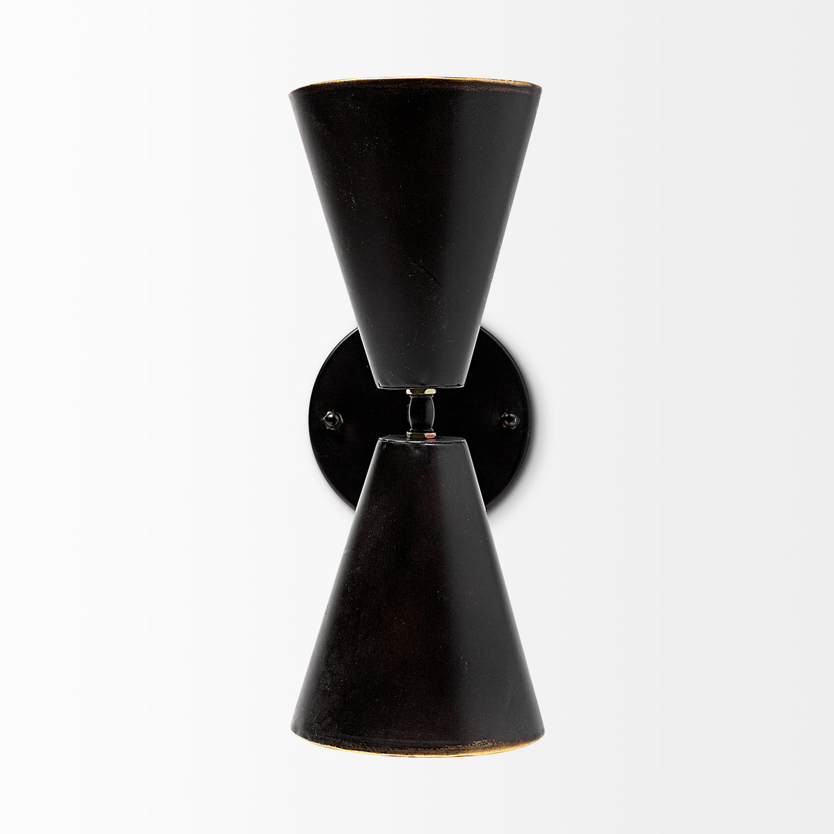 Eris II 7.3x12.6 Black Metal w/Gold Accent Double-Cone Wall Sconce from Mercana - Luna Furniture