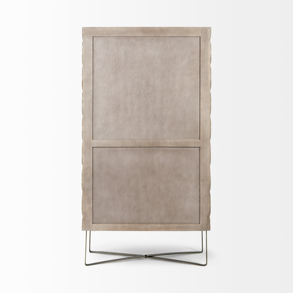 Excelsior II 68.1" H Light Brown Wood Gold Iron Base Storage Cabinet from Mercana - Luna Furniture