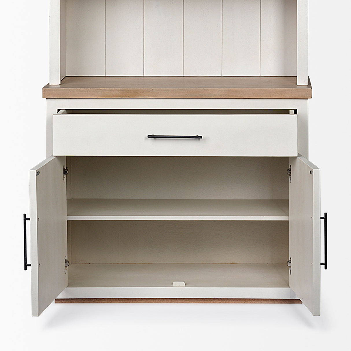 Fairview I White and Medium Brown Wood Three Shelf Shelving Unit from Mercana - Luna Furniture