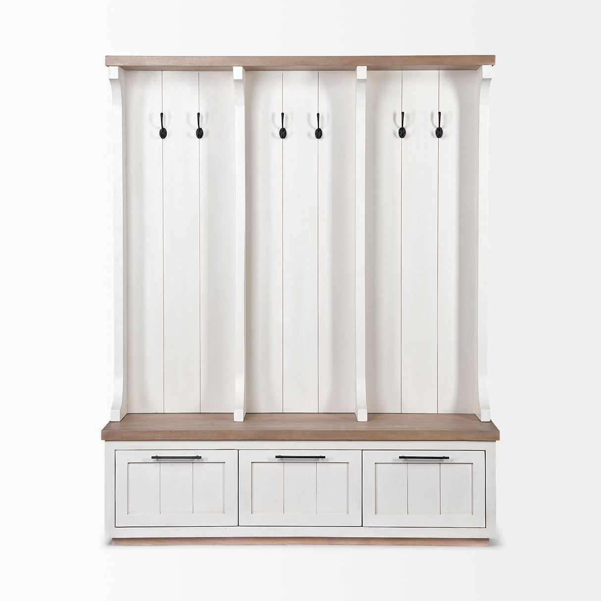 Fairview IV 61L x 17W White And Brown Wood With Storage Hall Tree from Mercana - Luna Furniture