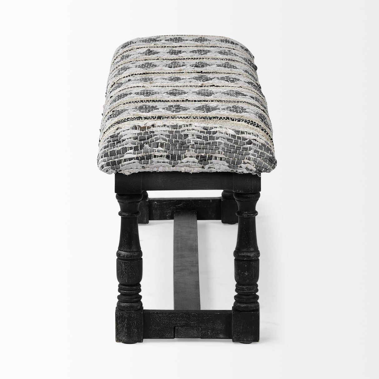 Denison II 56L x 15W Black Wood Base Woven-Leather Cushion Top Accent Bench from Mercana - Luna Furniture