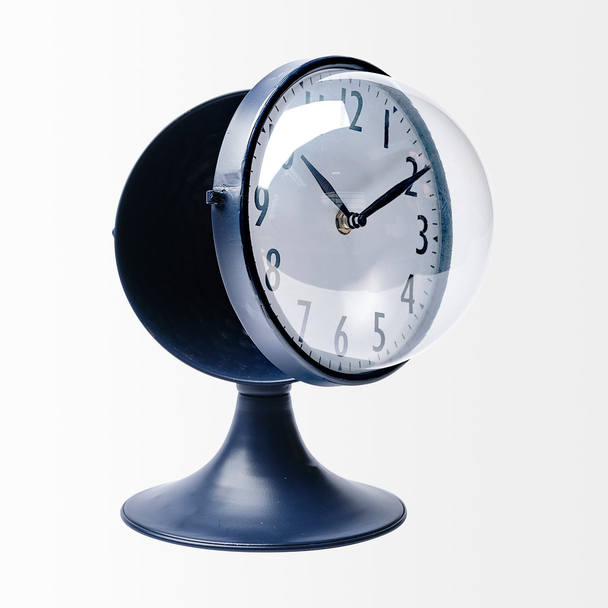 Weymouth Blue Metal Glass Dome Table Clock from Mercana - Luna Furniture