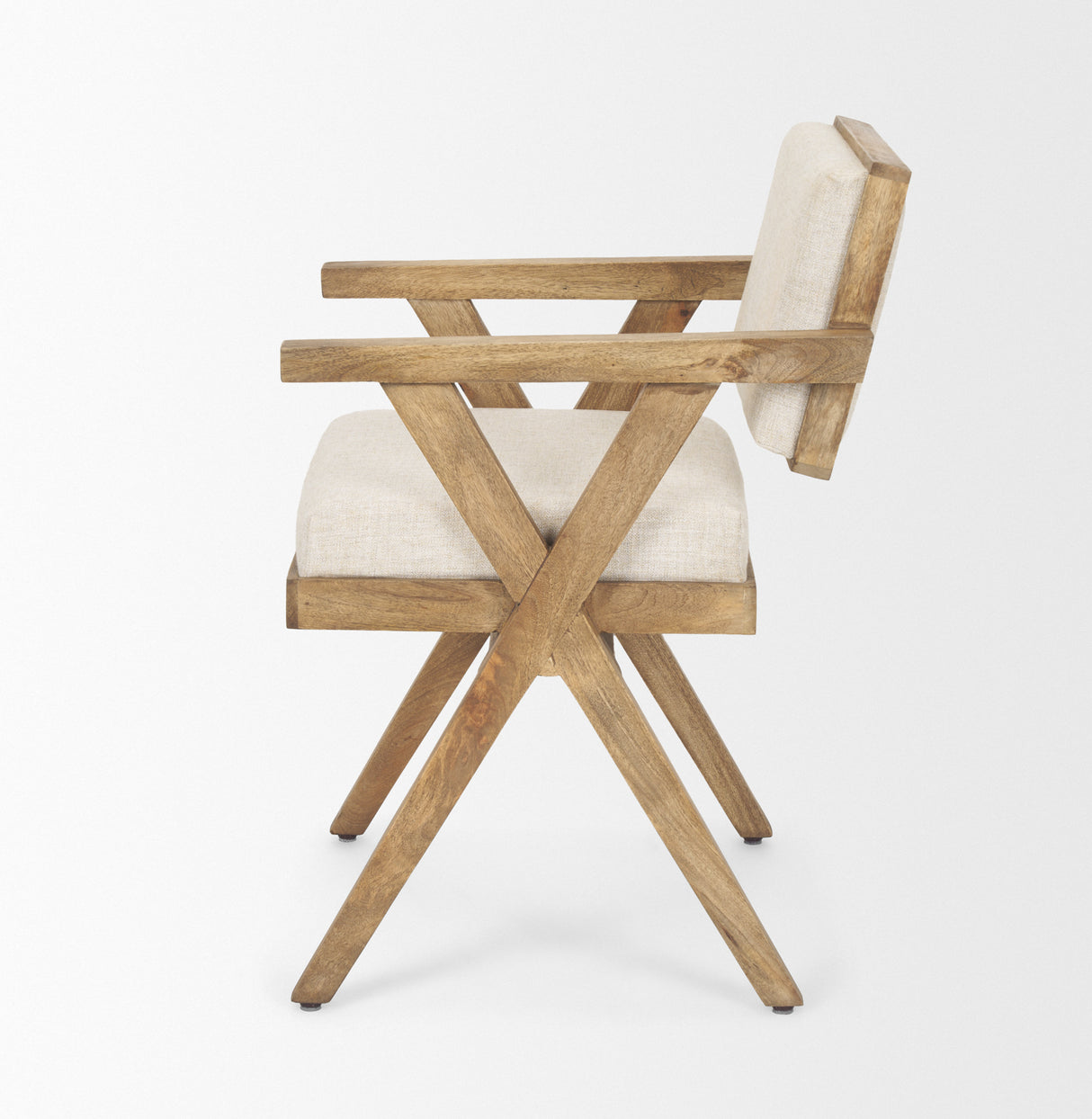 Topanga I Cream Fabric Wrap Medium Brown Wooden Frame Dining Chair from Mercana - Luna Furniture