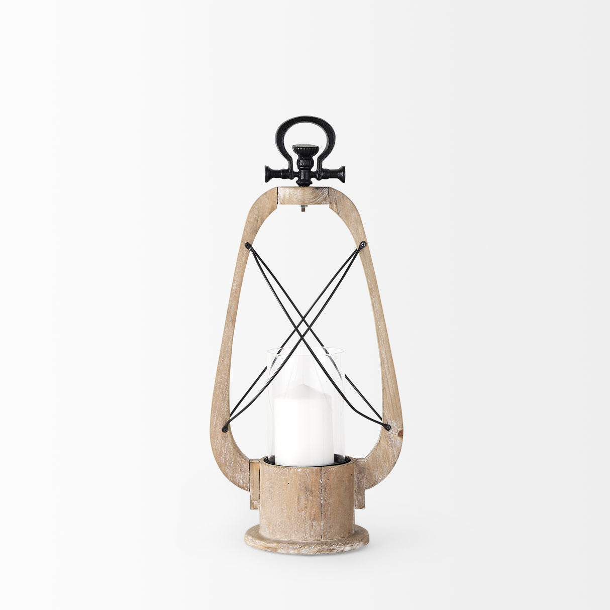 Zain I Small Brown Wooden Vintage Inspired Candle Holder Lantern from Mercana - Luna Furniture