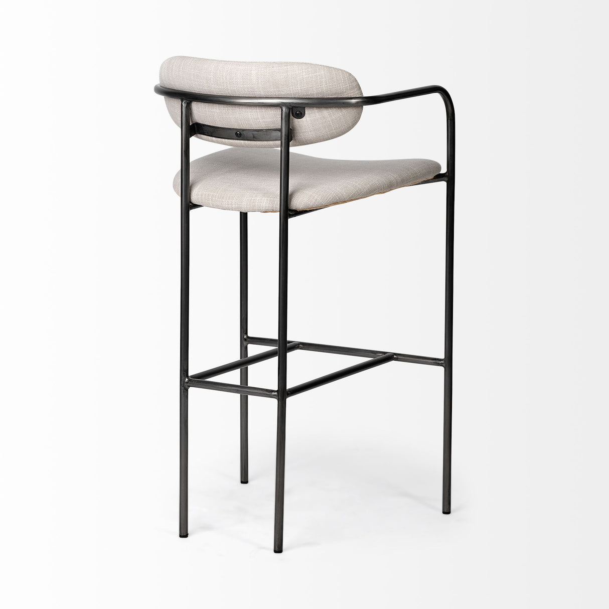 Parker 30" Seat Height Beige Fabric Seat Gun Metal Grey Metal Bar Stool from Mercana - Luna Furniture