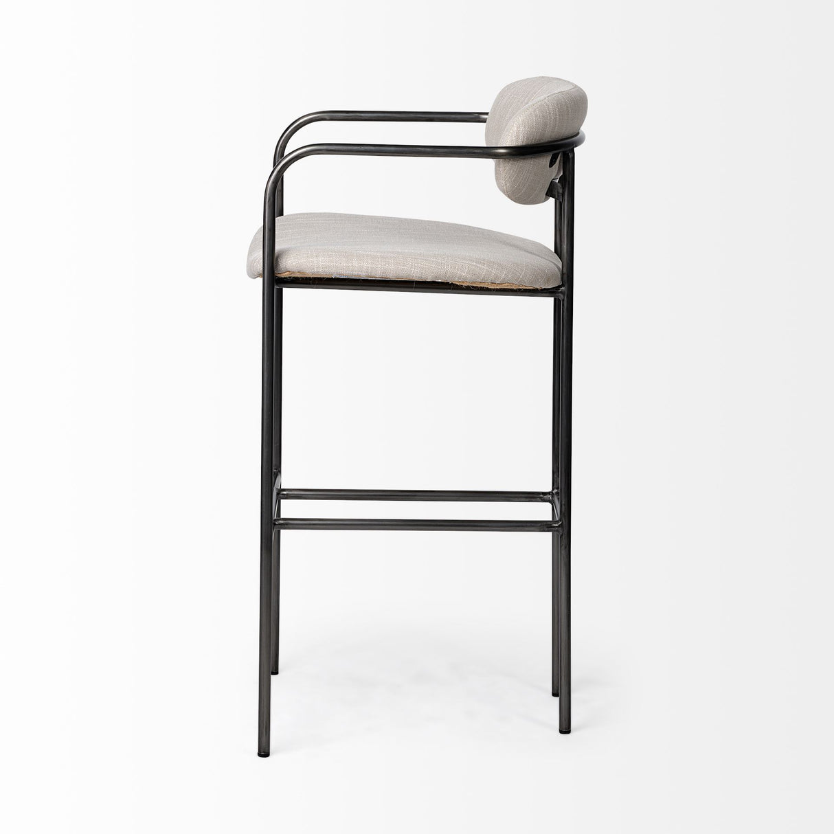 Parker 30" Seat Height Beige Fabric Seat Gun Metal Grey Metal Bar Stool from Mercana - Luna Furniture
