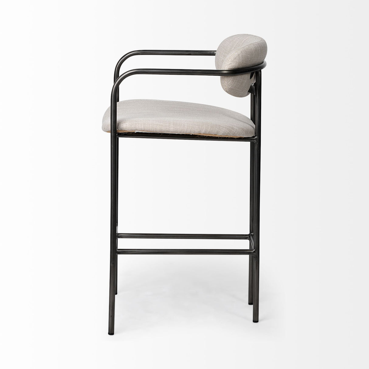 Parker II Beige Fabric Seat Gun Metal Grey Metal Counter Stool from Mercana - Luna Furniture
