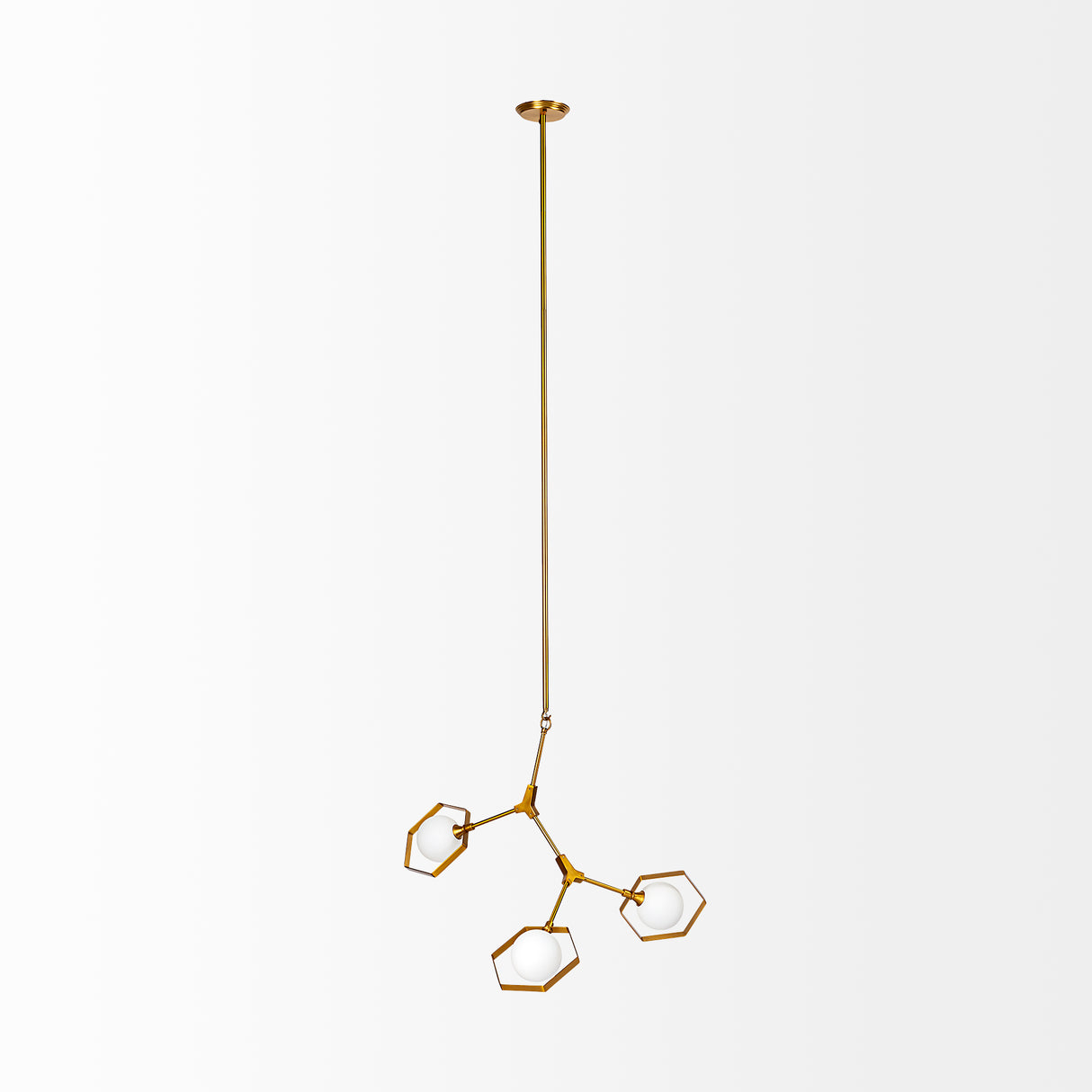 Desousa II (33.9"L x 8.8"W x 28"H) Brass-Toned Metal Multi-Arm Three Light Chandelier from Mercana - Luna Furniture