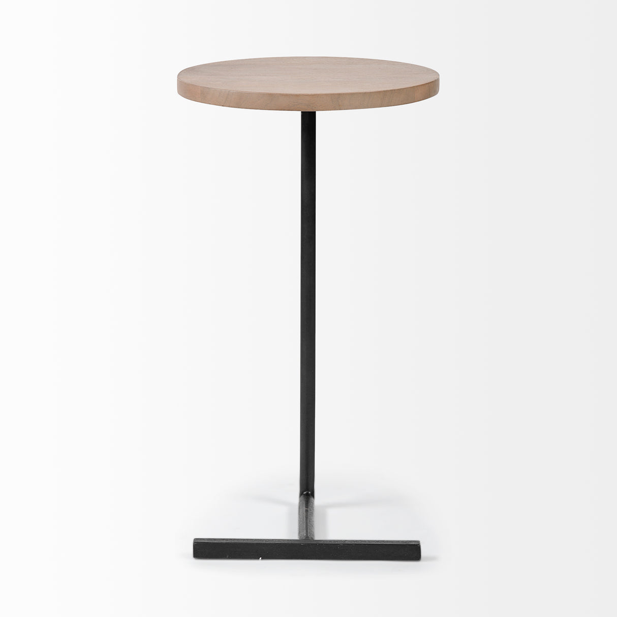 Ballatine 15L x 15W x 27H Brown Wood Round Top w/ Black Metal Base Accent Table from Mercana - Luna Furniture