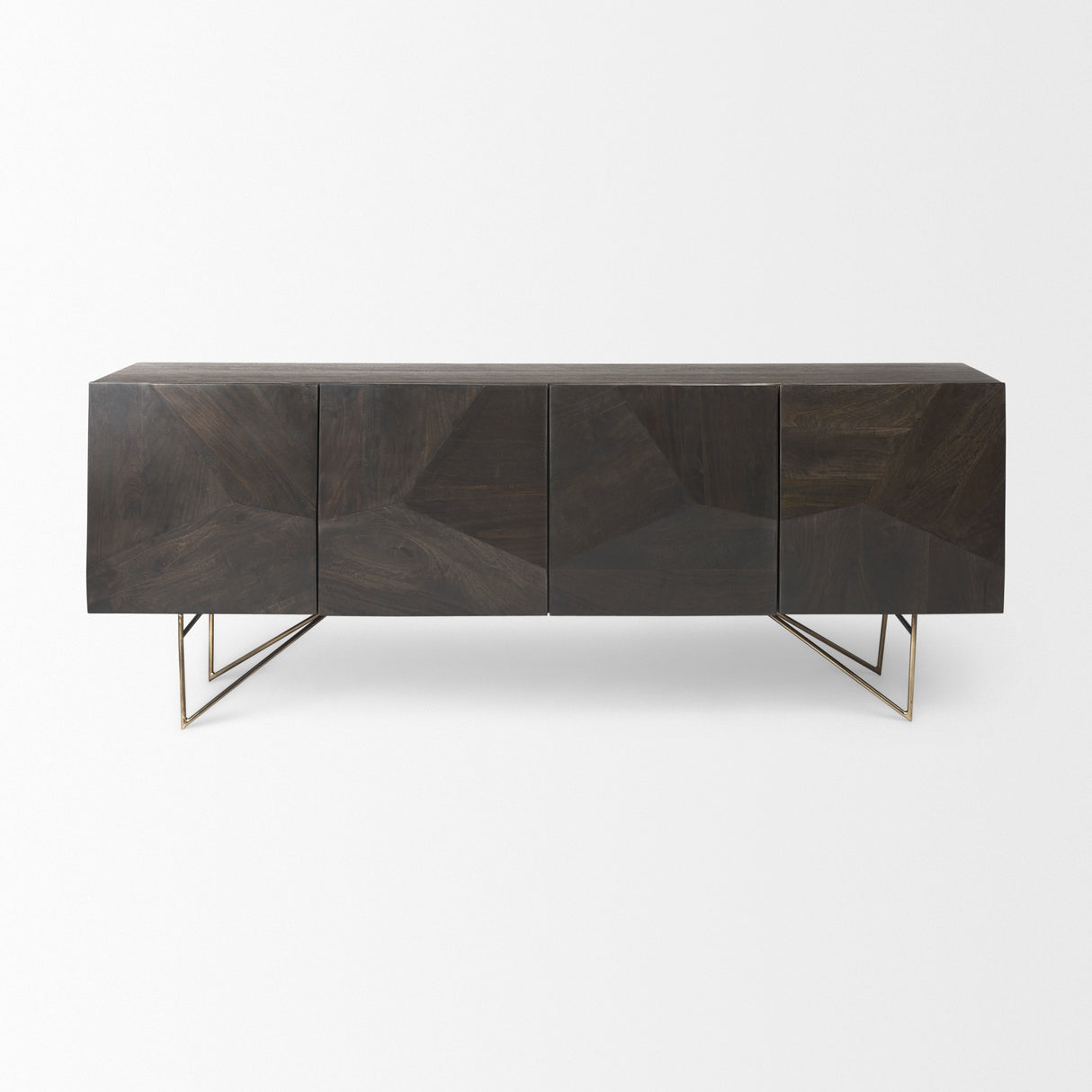 Darwin 80x17.5 Brown Solid Wood Gold Metal Base 4 Cabinet Door Sideboard from Mercana - Luna Furniture