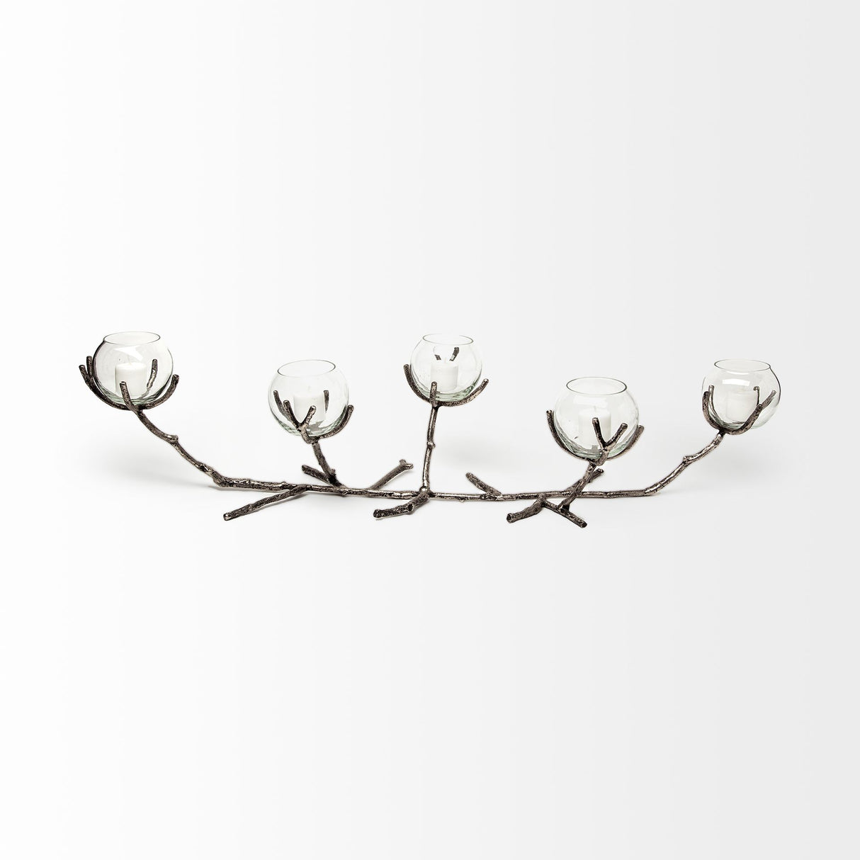 Vine I Distressed Silver Metal Creeper Five Candle Table Candle Holder from Mercana - Luna Furniture