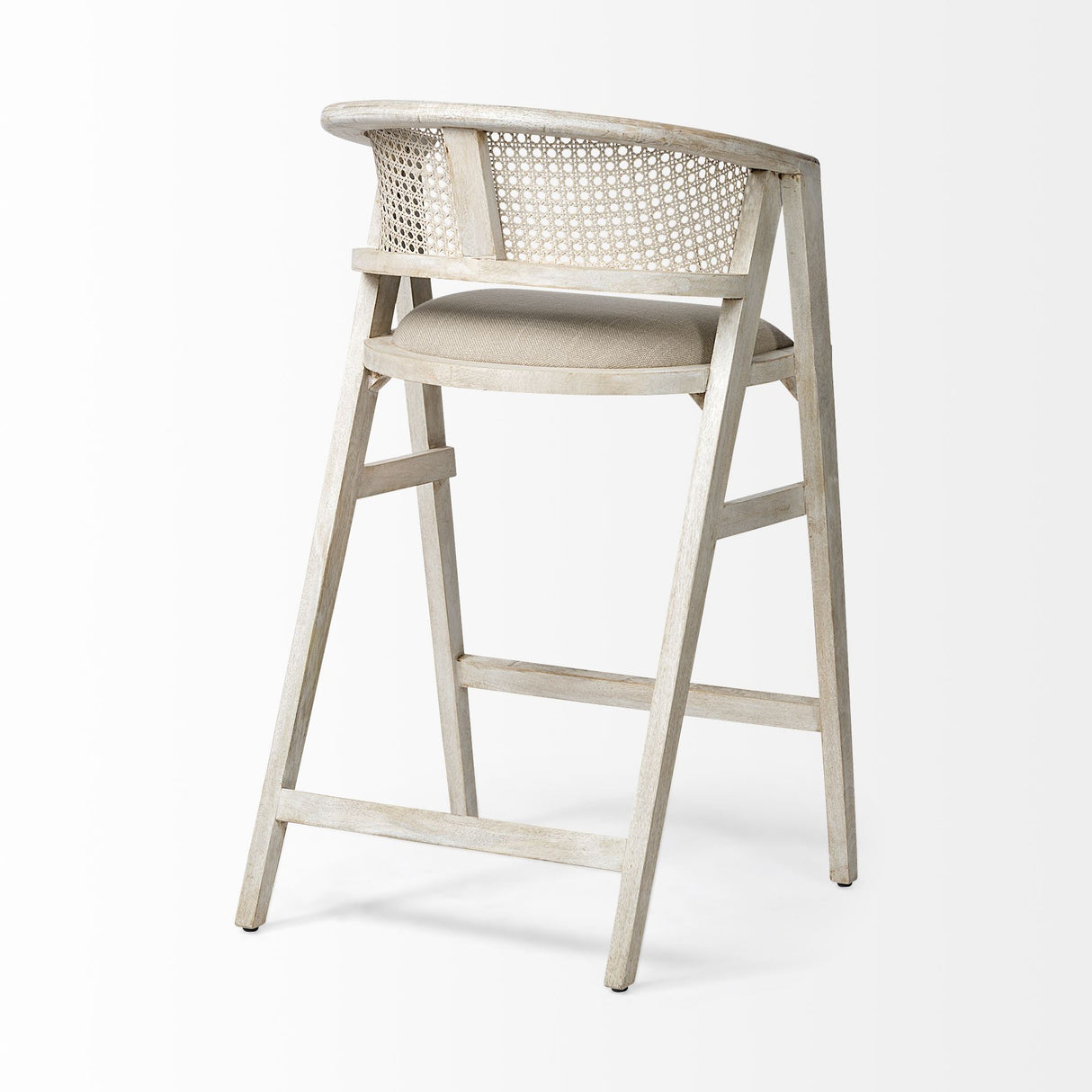 Tabitha 30.75" Seat Height Beige Fabric/Rattan Seat Blonde Wood Frame Bar Stool from Mercana - Luna Furniture