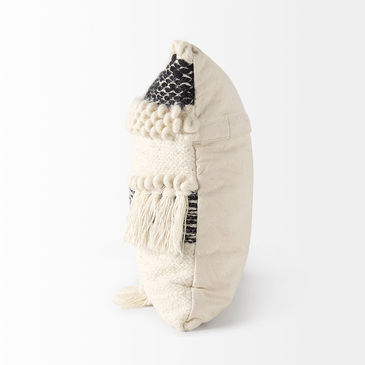 Beardell 18 x 18 Cream And Black Details With Tassels Decorative Pillow Cover from Mercana - Luna Furniture
