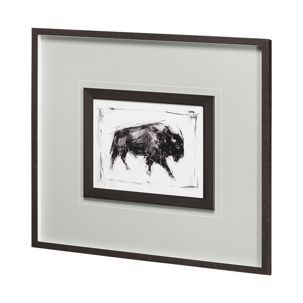 Dynamic Bison I by Ethan Harper a Hand Embellished Textured Framed Art Print Matted under Glass from Mercana - Luna Furniture