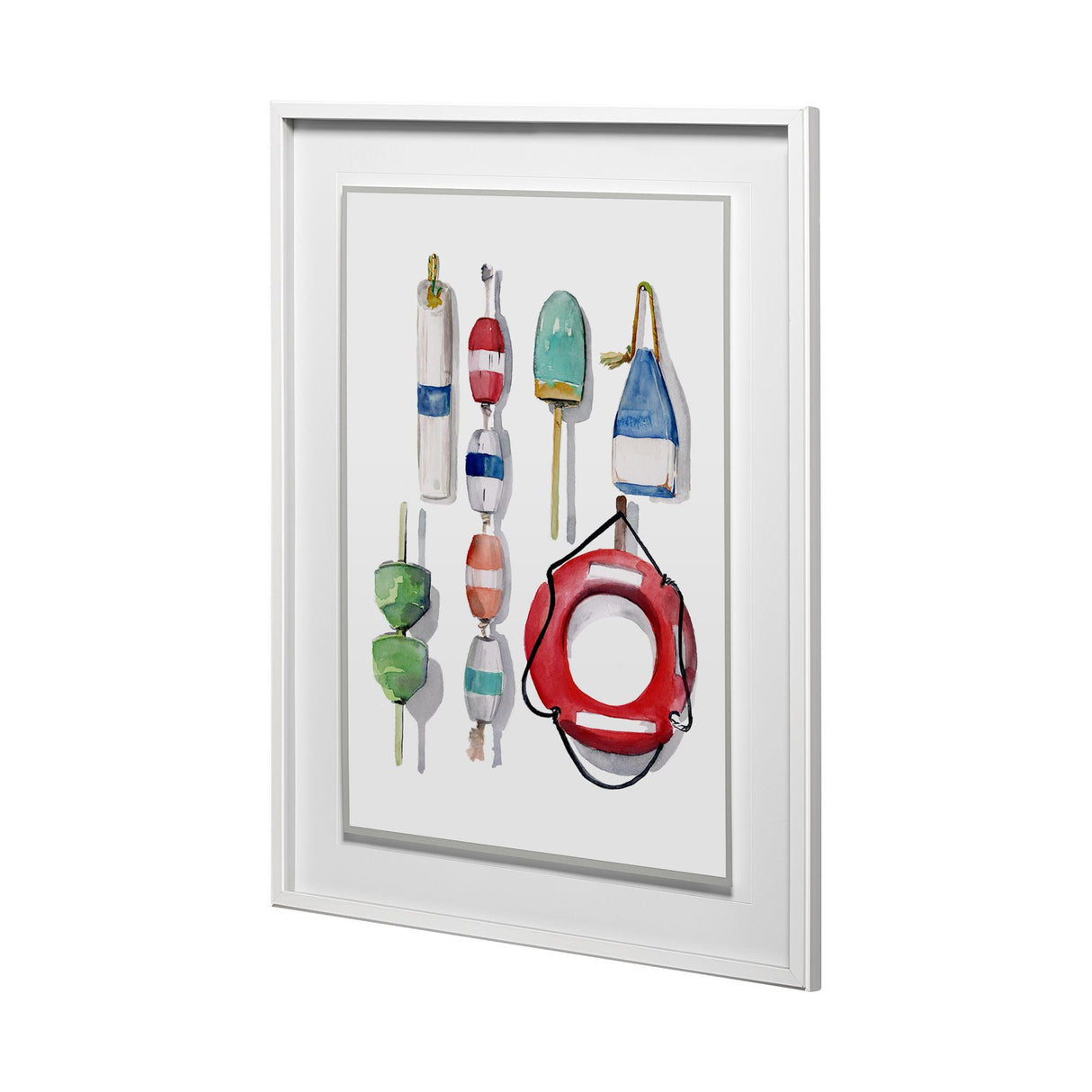 Watercolor Buoys II by Jenifer Paxton Parker a Framed Art Print Matted under Glass from Mercana - Luna Furniture