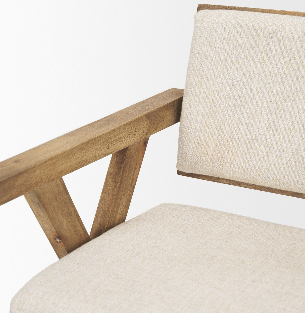 Topanga I Cream Fabric Wrap Medium Brown Wooden Frame Dining Chair from Mercana - Luna Furniture