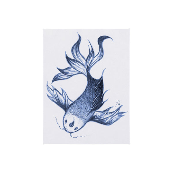 Koi Fish Blue II by Mercana Studio a Hand Embellished Textured Canvas