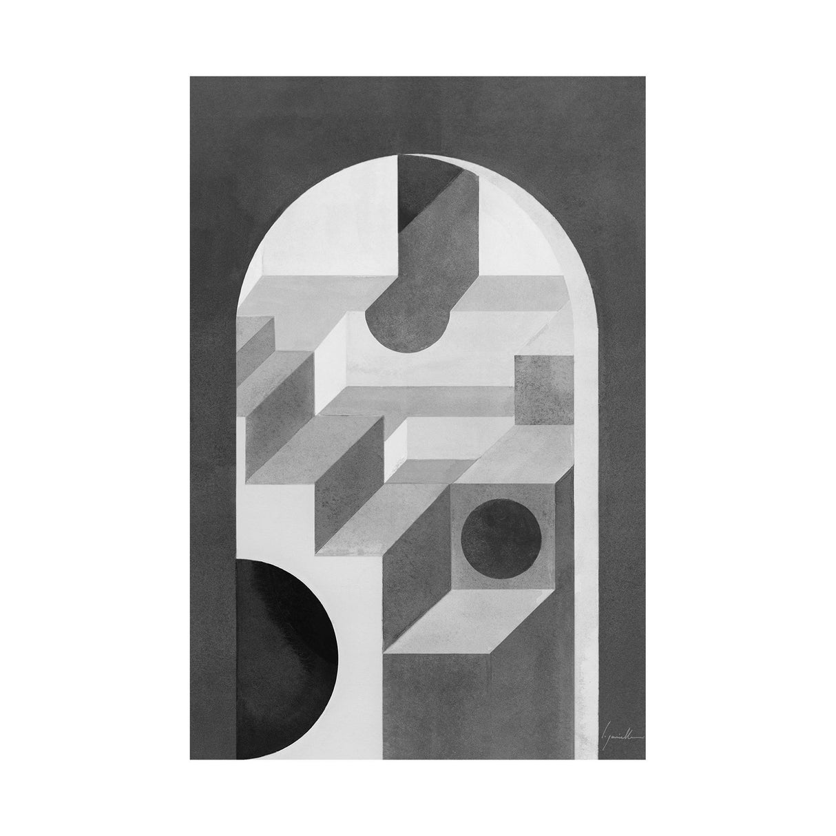 Labyrinth II Gray by Mercana Studio a Hand Embellished Textured Canvas from Mercana - Luna Furniture