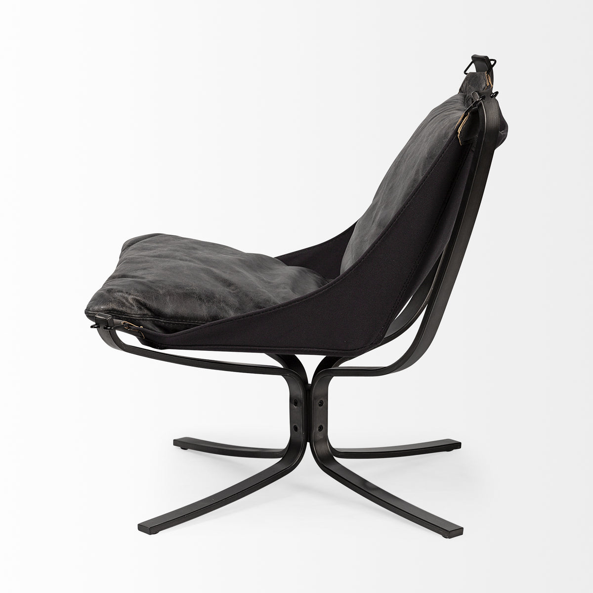 Colarado Black Leather Cushions w/ Black Metal Frame Sling-Style Accent Chair from Mercana - Luna Furniture