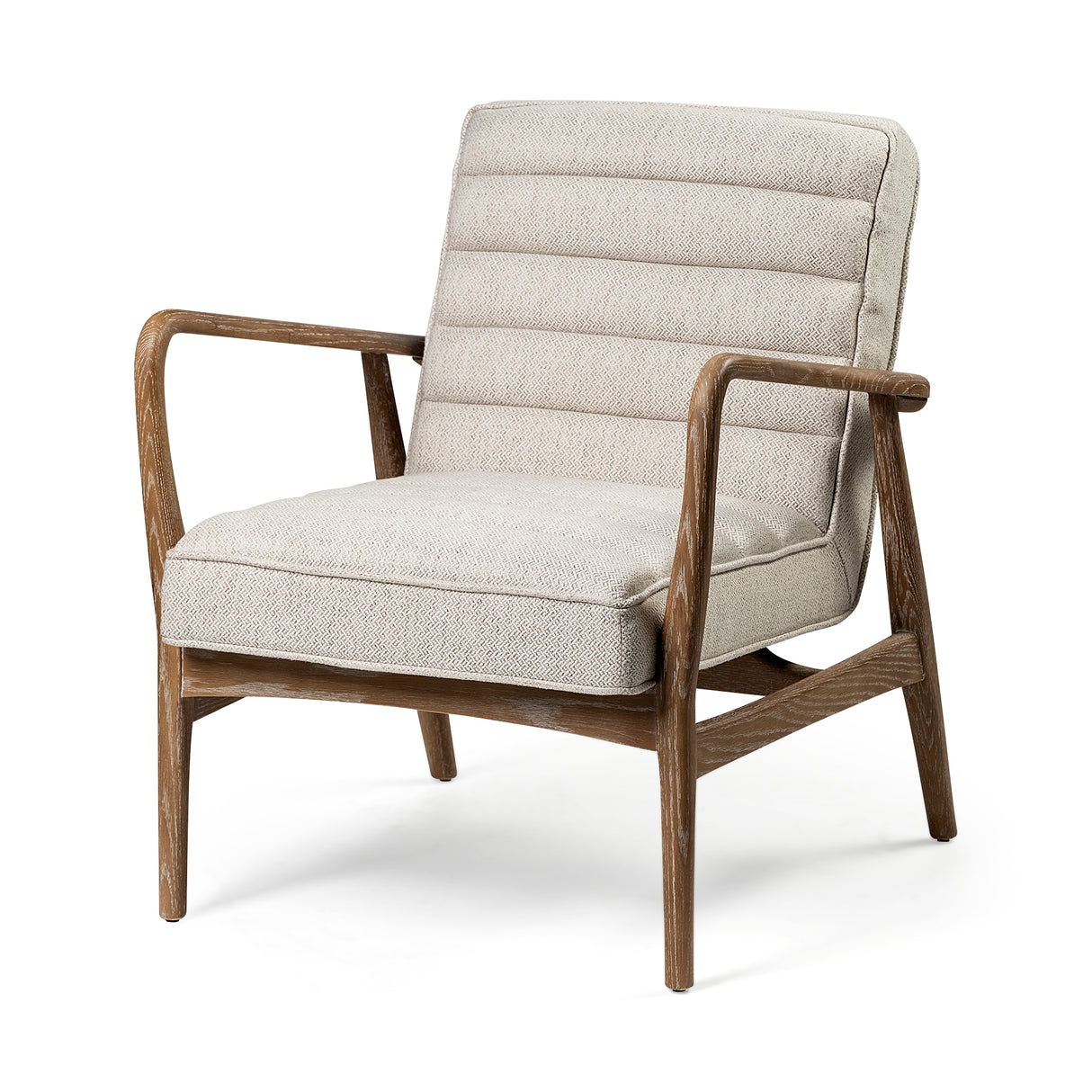 Ajax II Cream Fabric W/ Brown Wooden Frame Accent Chair from Mercana - Luna Furniture