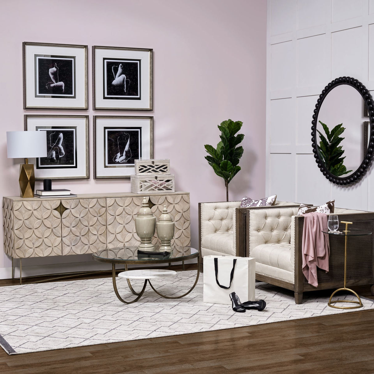 Excelsior I (72x18.3) Solid Wood Gold Metal Base 4 Cabinet Door SideBoard from Mercana - Luna Furniture