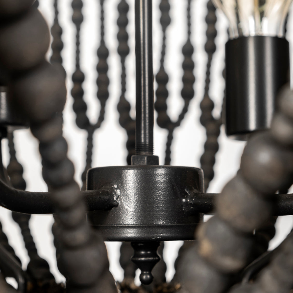 Liam I 32x30 Black Wooden Bead Bowl-Style Four Bulb Chandelier from Mercana - Luna Furniture