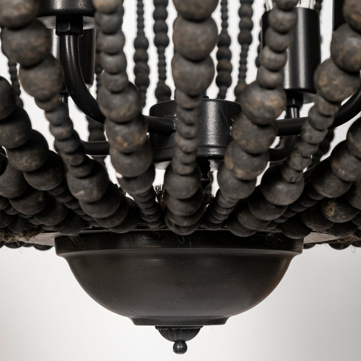 Liam I 32x30 Black Wooden Bead Bowl-Style Four Bulb Chandelier from Mercana - Luna Furniture