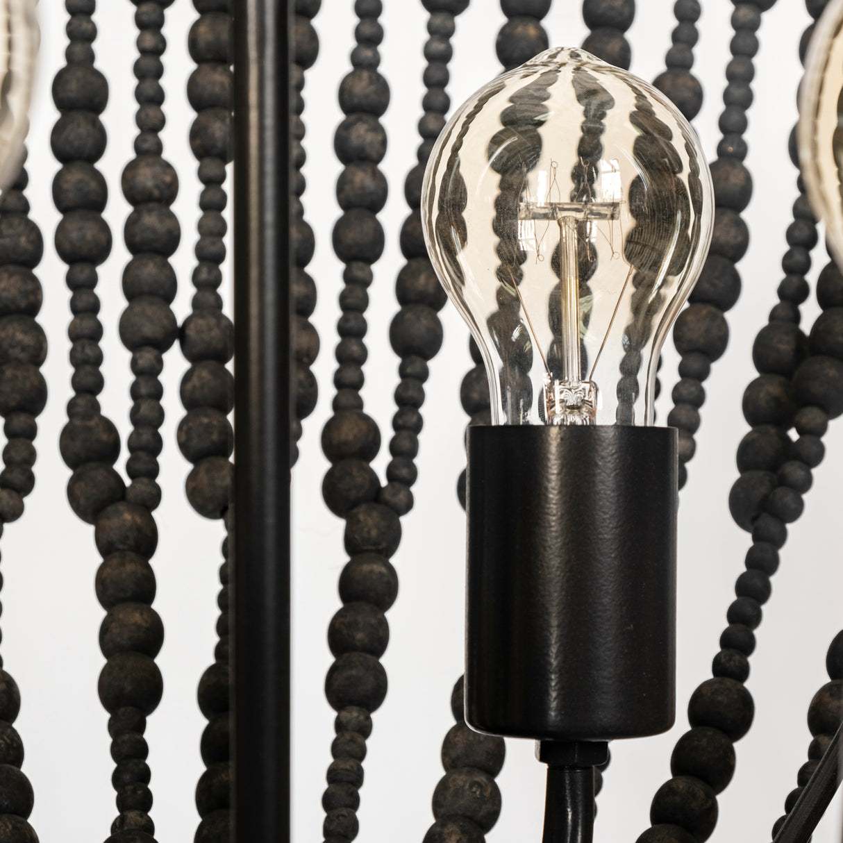 Liam I 32x30 Black Wooden Bead Bowl-Style Four Bulb Chandelier from Mercana - Luna Furniture