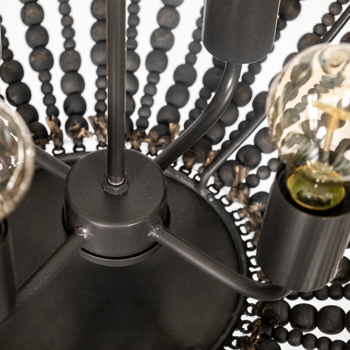 Liam I 32x30 Black Wooden Bead Bowl-Style Four Bulb Chandelier from Mercana - Luna Furniture