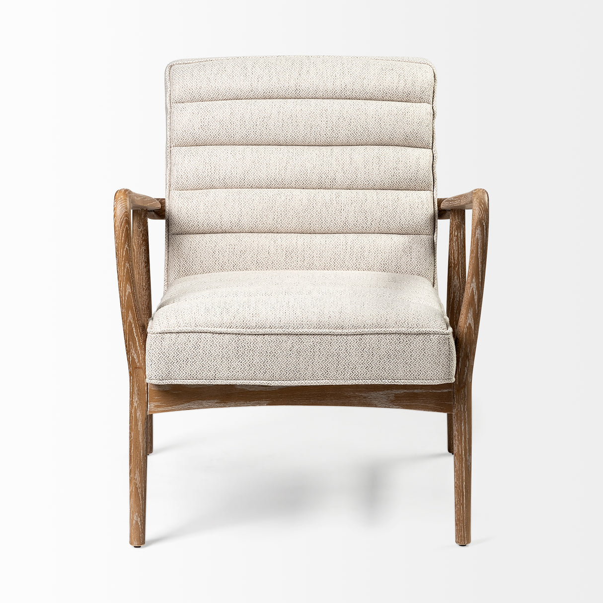Ajax II Cream Fabric W/ Brown Wooden Frame Accent Chair from Mercana - Luna Furniture