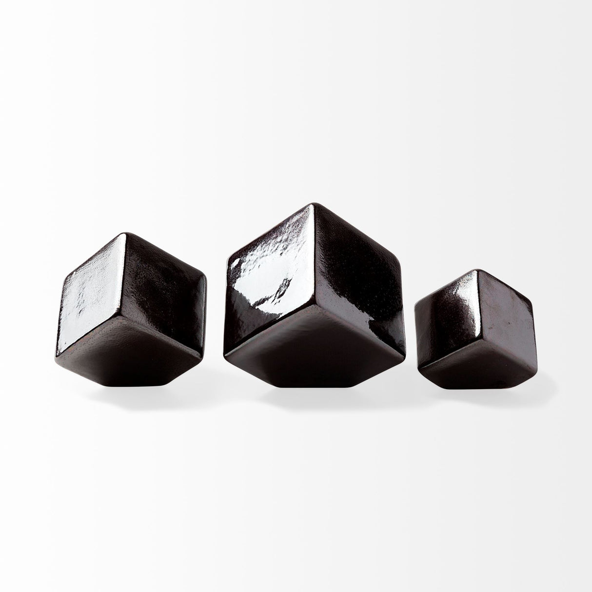 Mayweather (Set of 3) Black Geometric Ceramic Cubes from Mercana - Luna Furniture