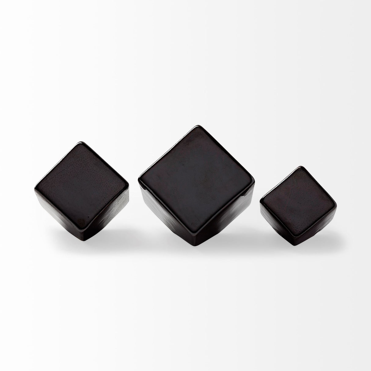 Mayweather (Set of 3) Black Geometric Ceramic Cubes from Mercana - Luna Furniture