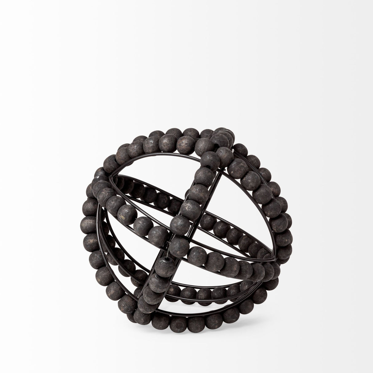 Earnhardt I Small 9L x 9W Black Wooden Beaded Orb from Mercana - Luna Furniture