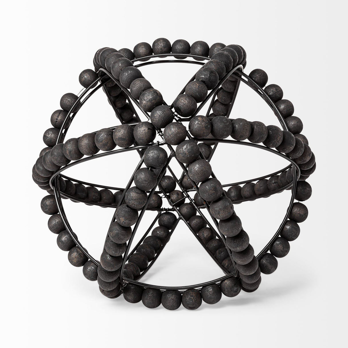 Earnhardt II Large 11L x 11W Black Wooden Beaded Orb from Mercana - Luna Furniture