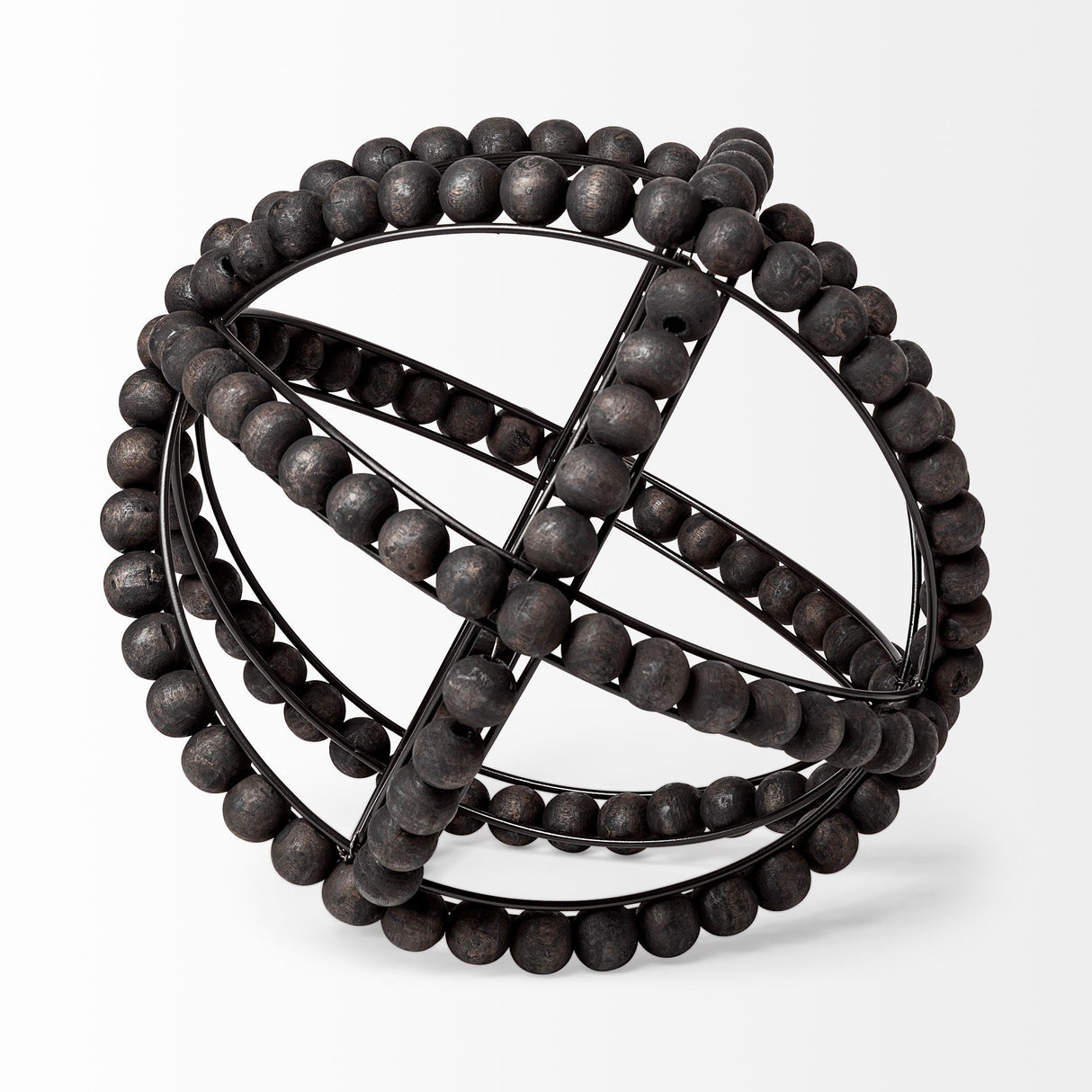 Earnhardt II Large 11L x 11W Black Wooden Beaded Orb from Mercana - Luna Furniture