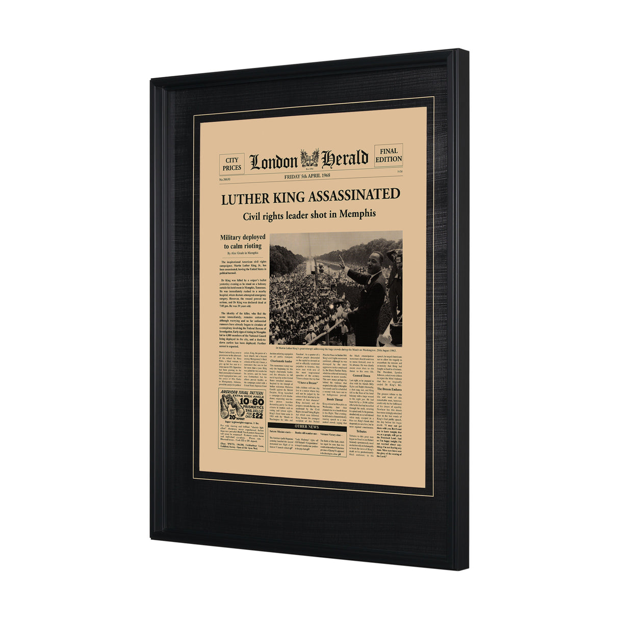 Luther King Assassinated by Vintage Collection Hand Embellished Framed Art Photo Matted under Glass from Mercana - Luna Furniture